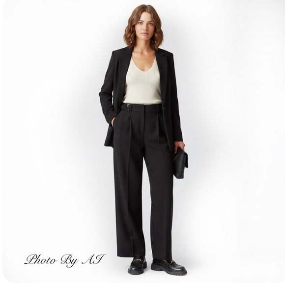 ANTHROPOLOGIE Black Pants The Essential Wide Leg Buckle Back Womens Size 8 - Picture 10 of 10